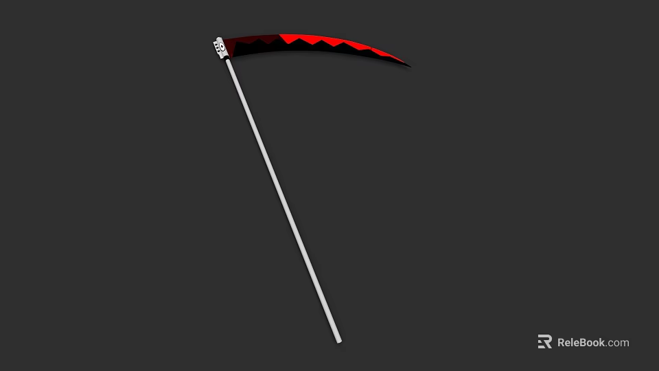 Stylish Scythe Weapon With Red And Black Blade And White Handle Design 3d model 