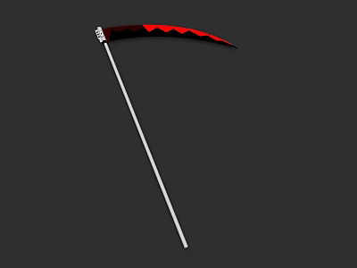 Stylish Scythe Weapon With Red And Black Blade And White Handle Design 3d model