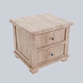 Wooden Bedside Table with Two Drawers Metal Knobs and Simple Design 3d model