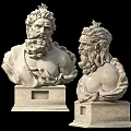 Classical Marble Sculpture Busts Featuring Intricate Facial Details And Square Bases