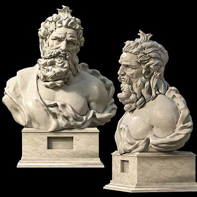 Classical Marble Sculpture Busts Featuring Intricate Facial Details And Square Bases 3d model