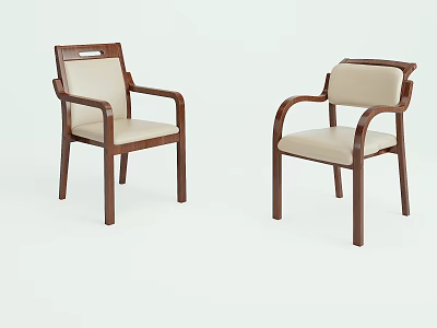 Wooden Single Chair With Armrests Light Colored Cushion And Backrest Design For Home 3d model