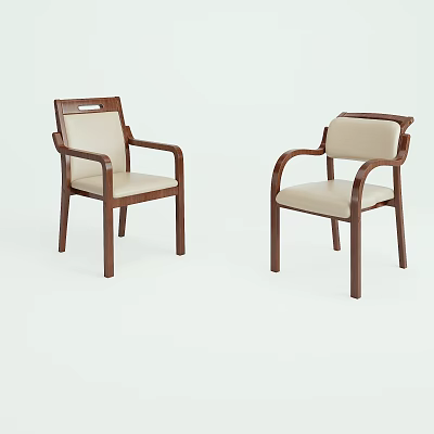 Wooden Single Chair With Armrests Light Colored Cushion And Backrest Design For Home 3d model