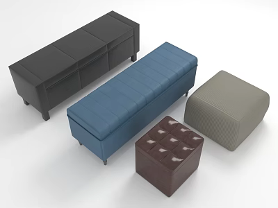 Stylish Modern Sofa Benches With Blue Gray Brown Colors And Various Designs 3d model