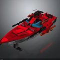 Red Lego Speedboat Water Vehicle Model With Weapons And Blue Cockpit Interior