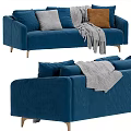 Light Gray Modern Sofa With Green Beige Cushions Soft Throw Blanket And Multiple Color Choices