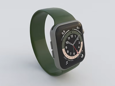 Smart Watch with Green Strap Black Dial and Analog Numeric 3d model