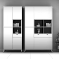 Modern Light Wood Double Bookcase With Open Shelves Books Decorative Items And Potted Plant