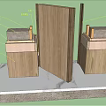 Building Components With Wooden Panels Concrete Bases And Support Structures 3d model