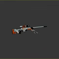 Modern White And Red Sniper Rifle With Scope Bipod And Tactical Design