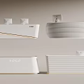 Modern White Reception Desks With Logo Sleek Design And Textured Surfaces