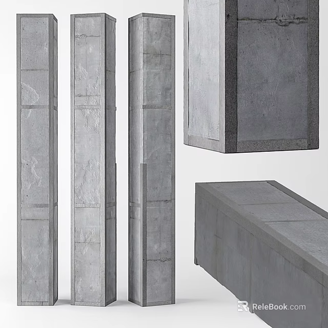 Concrete Columns With Various Structural Designs For Architectural Projects And Construction 3d model