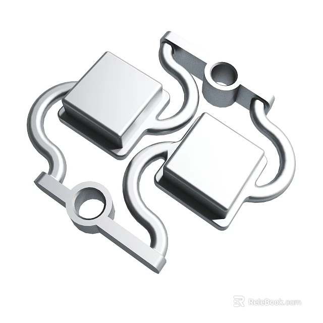 Metal Industrial Components Featuring Square Blocks And Curved Structures With Circular Holes For Mechanical Applications 3d model 