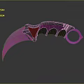 Pink And Black Karambit Knife With Patterned Blade And Pink Ring Handle