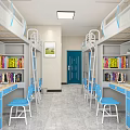 School Dormitory With Bunk Beds Desks And Storage 3d model