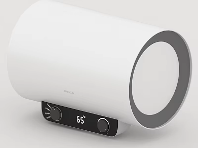 Modern White Cylindrical Kitchen Appliance Electric Water Heater With Digital 3d model