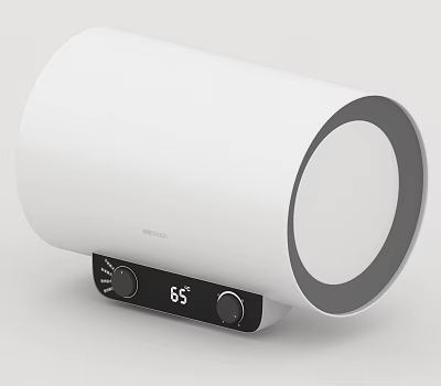 Modern White Cylindrical Kitchen Appliance Electric Water Heater With Digital 3d model