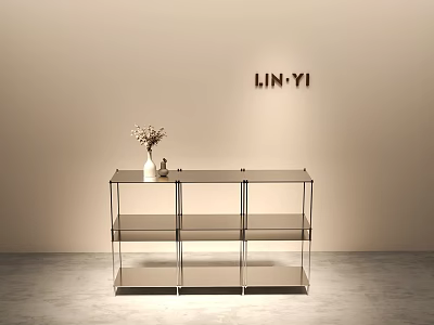 LINYI Clothing Store With Beige Wall Transparent Glass Shelf Vase Dried Flowers And Small Decor 3d model