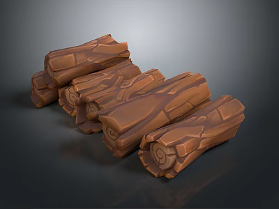 Natural Brown Wood Logs Stacked With Textured Surface For Home Decor Projects 3d model