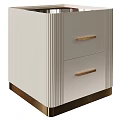 Modern White Nightstand Design With Two Drawers Gold Handles And Metal Base