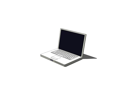 Open Laptop Computer With Black Screen Display Keyboard And Touchpad 3d model