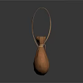 Small Brown Textile Bag With Metal Ring Handle For Daily Essentials Storage