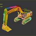 Yellow Komatsu Functional Vehicle Excavator Type With Tracks Cab And Front Bucket