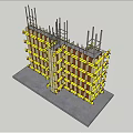 Building Exterior Wall Under Construction With Scaffolding And Formwork Support Structure 3d model