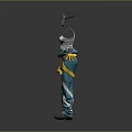 Practical Workwear Outfit With White Tank Top Teal Pants Yellow Tool Belt Goggles And Gloves