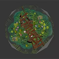 Small Water Scene With Wooden Bridge Lily Pads And Aquatic Plants