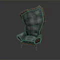 Vintage Office Chair With Wooden Frame Padded Green Brown High Back Button Tufted Elegant Design