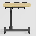 Office Desk With Wooden Top Mobile Wheels And Adjustable Height Metal Frame
