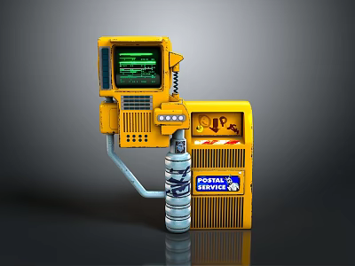 Yellow Industrial Equipment With Digital Display Control Buttons Cylindrical Component And Fortex Logo 3d model