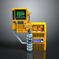 Yellow Industrial Equipment With Digital Display Control Buttons Cylindrical Component And Fortex Logo