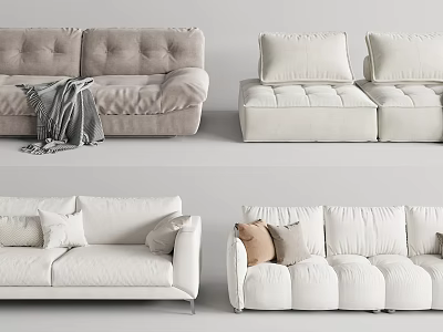 Modern Fabric Sofa Set With Soft Cushions And Various Stylish Living Room Designs 3d model
