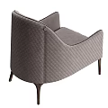 Elegant Gray Single Sofa With Quilted Design Stitched Armrest Black Pillow And Wooden Legs