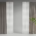 Double Layer Curtains with Dark Outer and White Sheer Inner in Elegant Indoor Setting 3d model