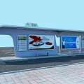 PTA Bus Station Featuring Curved Roof Car Ads Seats And Brick Pavement