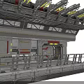 Industrial Sci Fi Scene With Mechanical Platforms Pipes And Control Panels 3d model