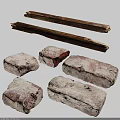 Natural Wood Planks And Stone Blocks For Construction And Decoration