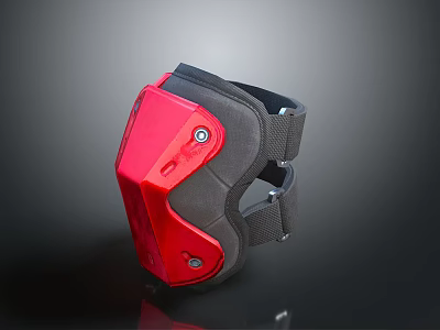 Red And Black Protective Pad With Hard Shell And Adjustable Straps For Daily Use 3d model