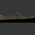 Scenic 3D Terrain Model with Majestic Mountains Prominent Volcano and Green Lake