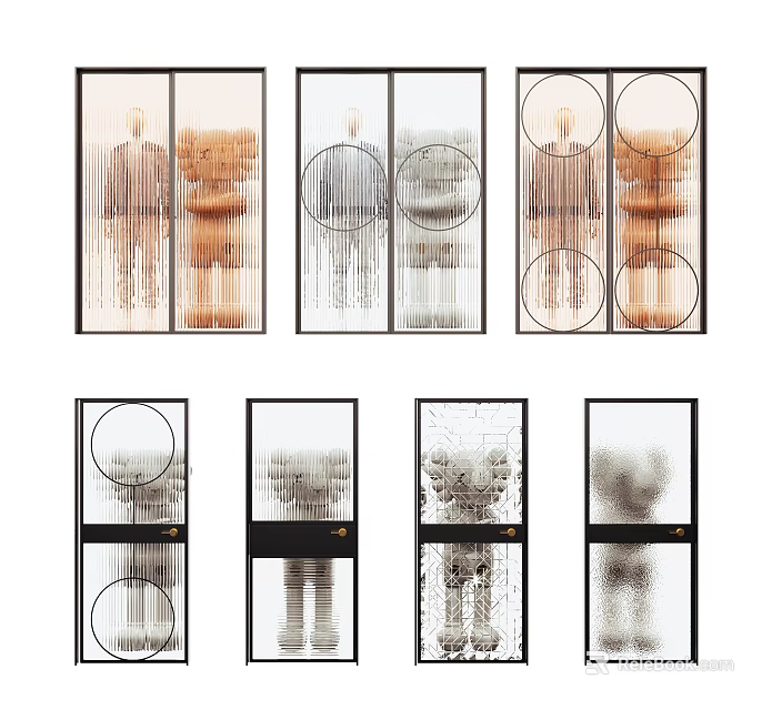 Decorative Glass Panels With Geometric Patterns And Abstract Textures For Interior Decoration 3d model