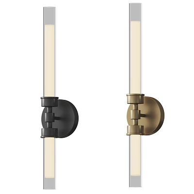 Modern Wall Sconces with Transparent Glass Tubes and Black Gold Metal Bases 3d model