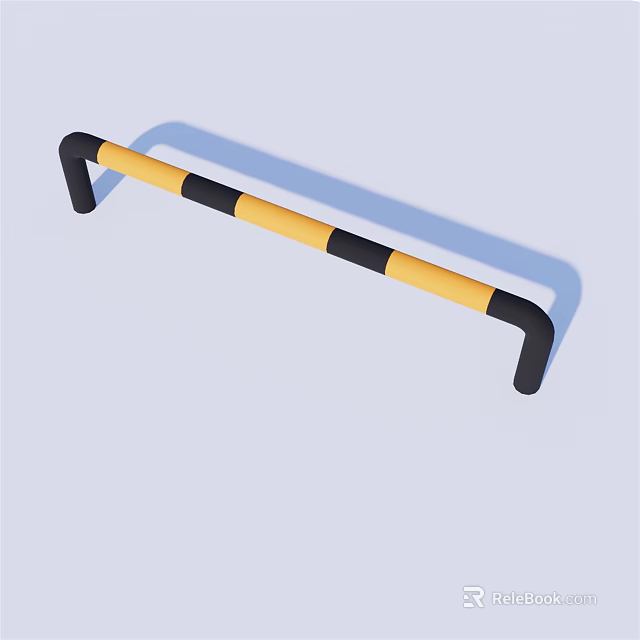 Yellow Black Striped Road Safety Barrier For Traffic Control And Safety 3d model 