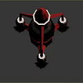 Red Rocket 3D Model With Flames And Detailed Thruster Design Elements