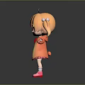 Cartoon Game Movie Character with Orange Short Hair Red Glasses Orange Coat and Pink Shoes