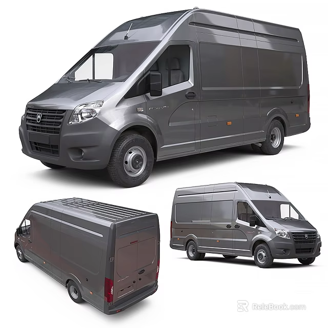 Gray Commercial Van Exterior Design With Multiple Angle Views And Sleek Body 3d model 