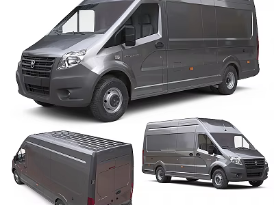 Gray Commercial Van Exterior Design With Multiple Angle Views And Sleek Body 3d model