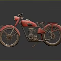 Vintage Red Classic Motorcycle With Rustic Metal Body Old Wheels And Retro Styling